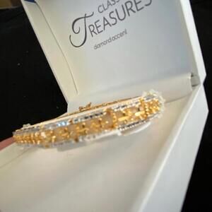New 18K Gold Plated Bracelet w/ Diamond Accents